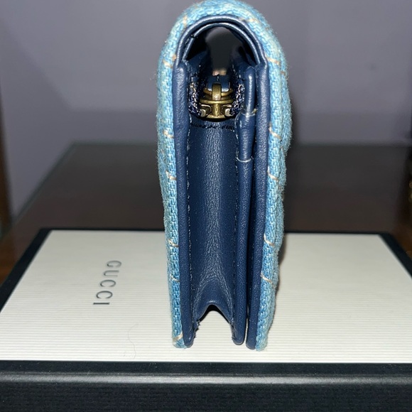 Authentic Gucci GG Marmont Denim/Leather Wallet - Picture 4 of 4